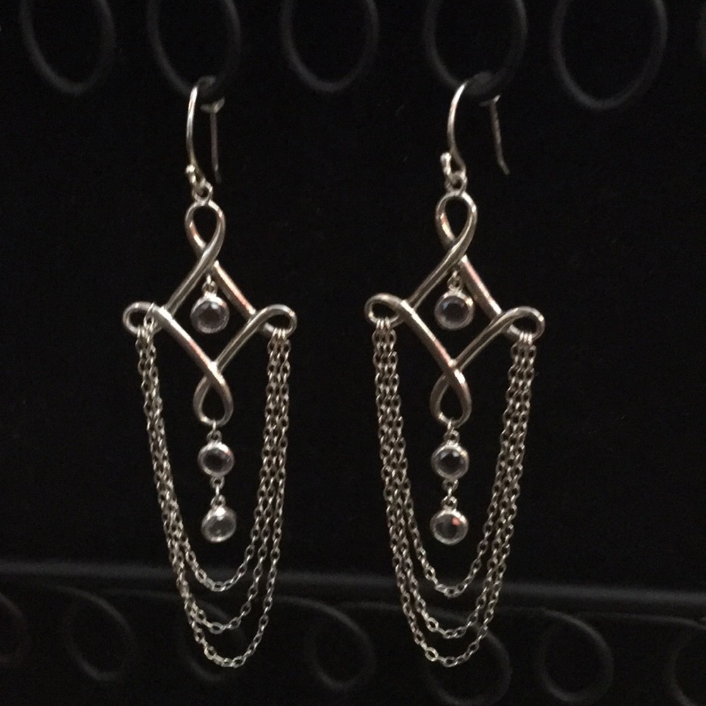 Silpada SS  CZ Cleopatra Chandelier Chain Earrings